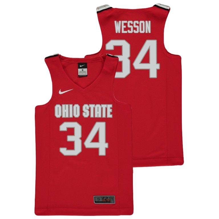 Ohio State Buckeyes Youth NCAA Kaleb Wesson #34 Red Replica College Basketball Jersey NES0749QF